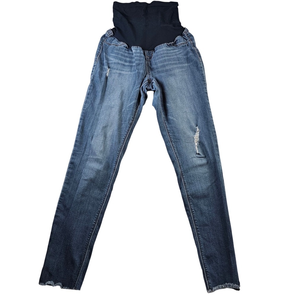 1822 Denim Maternity Distressed Skinny Leg Jeans Women's 32 Blue‎ Stretch Pants